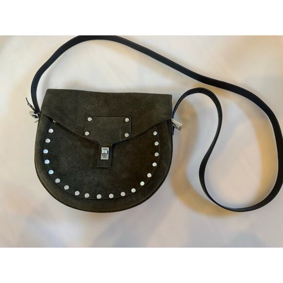 All Saints Miro Suede Saddle Bag Color: Olive Green (New) $329.00 retail - Picture 7 of 10